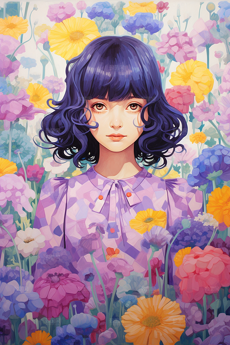 多巴胺女孩少女可爱插画