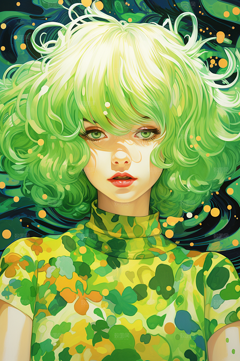 多巴胺女孩高清手绘插画
