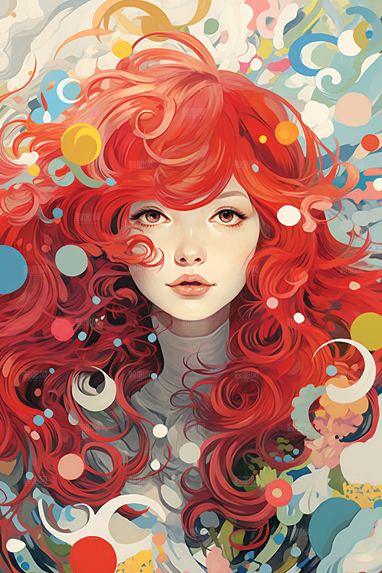 多巴胺女孩少女高清插画