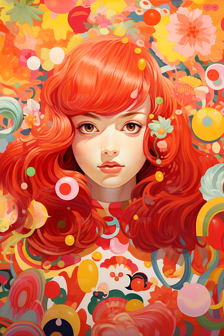 多巴胺女孩高清形象插画