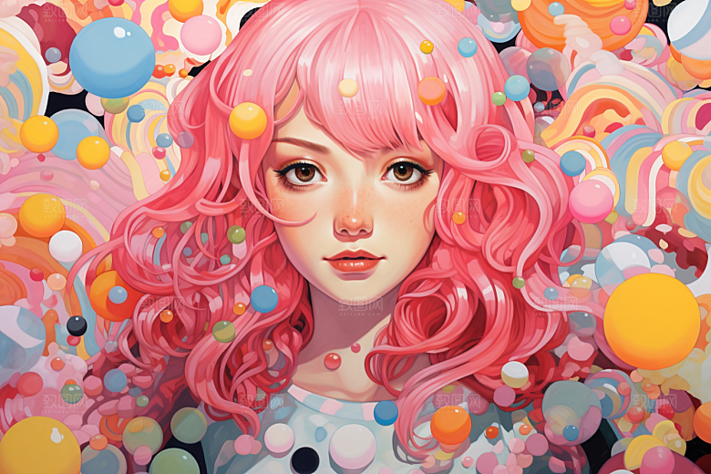 多巴胺女孩手绘穿搭插画