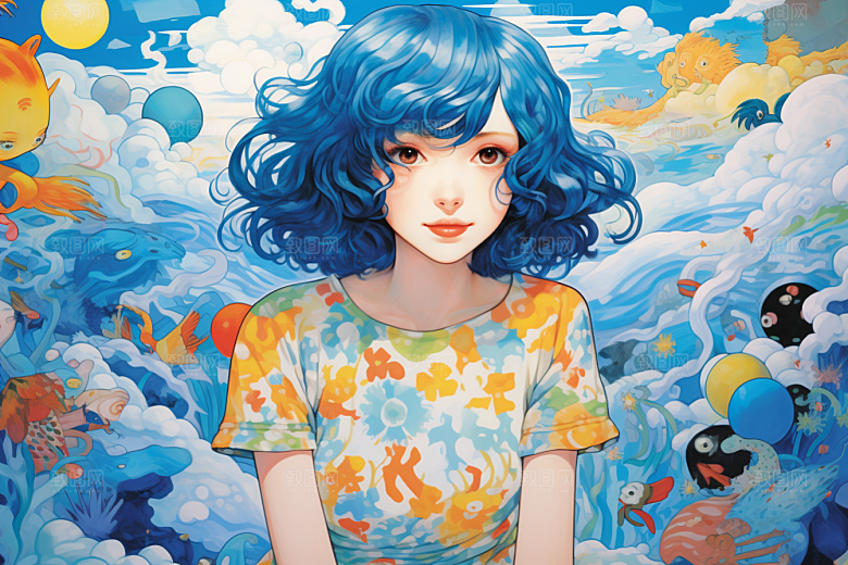 多巴胺女孩可爱少女插画