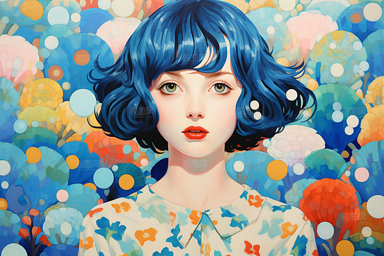 多巴胺女孩穿搭手绘插画