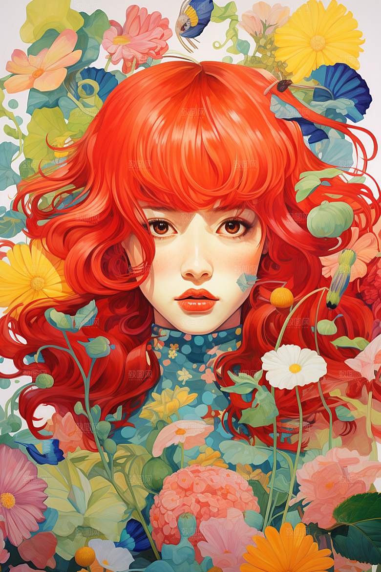 多巴胺女孩缤纷形象插画