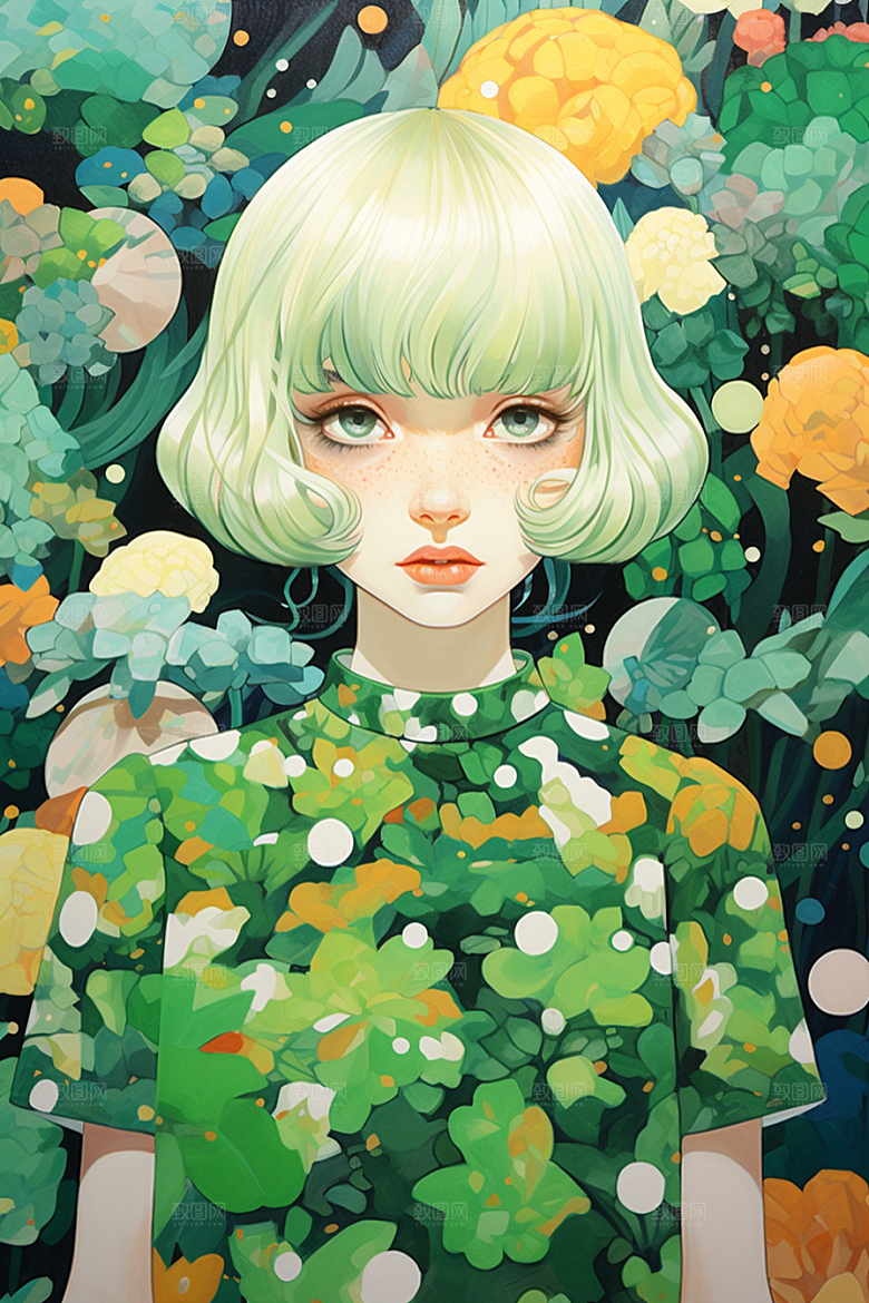 多巴胺女孩高清穿搭插画