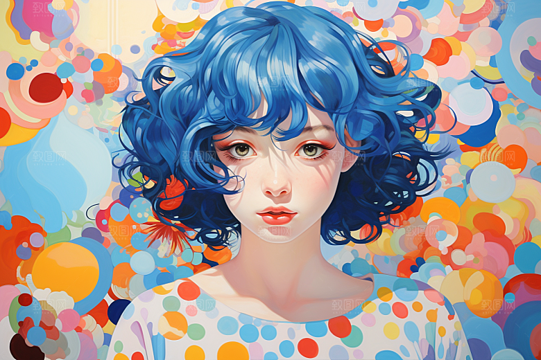 多巴胺女孩彩色穿搭插画