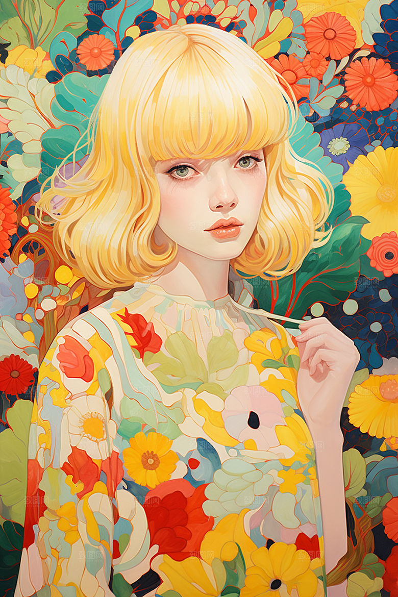 多巴胺女孩穿搭少女插画