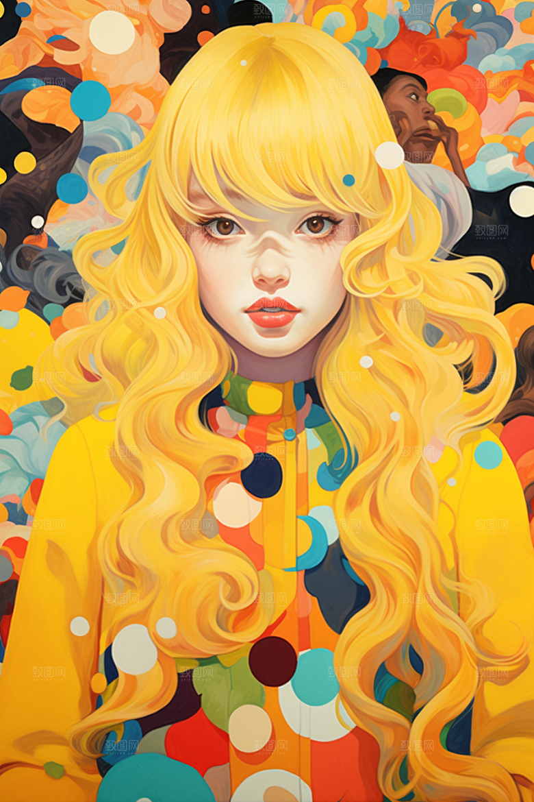 多巴胺女孩少女形象插画