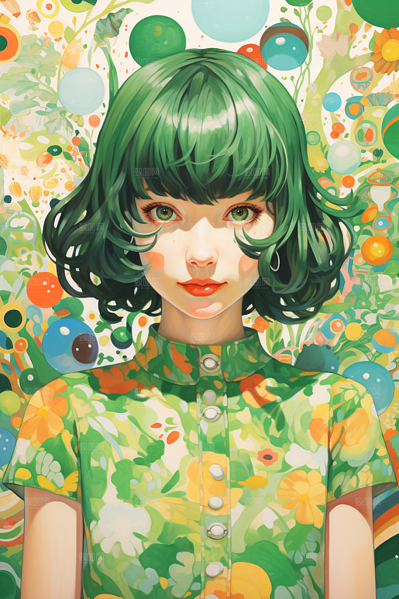 多巴胺女孩穿搭彩色插画