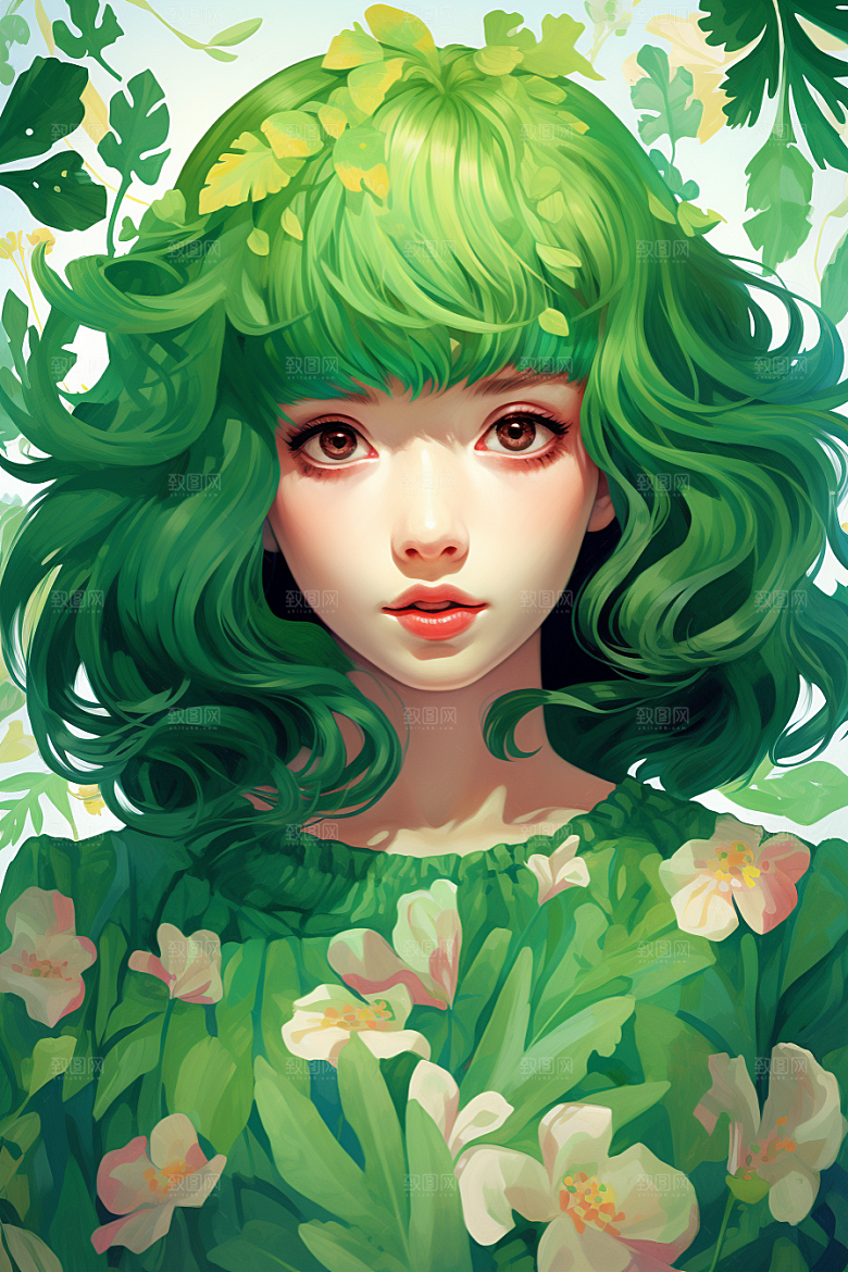 多巴胺女孩缤纷少女插画