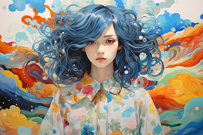 多巴胺女孩穿搭少女插画