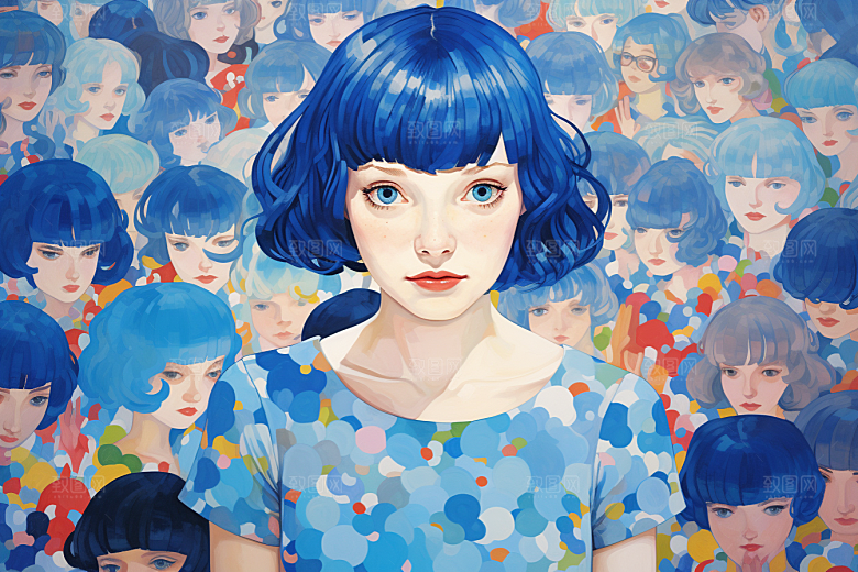 多巴胺女孩少女缤纷插画