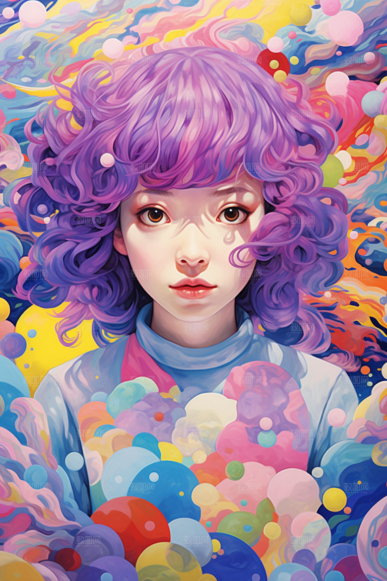多巴胺女孩穿搭少女插画