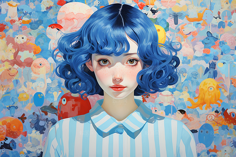 多巴胺女孩高清穿搭插画