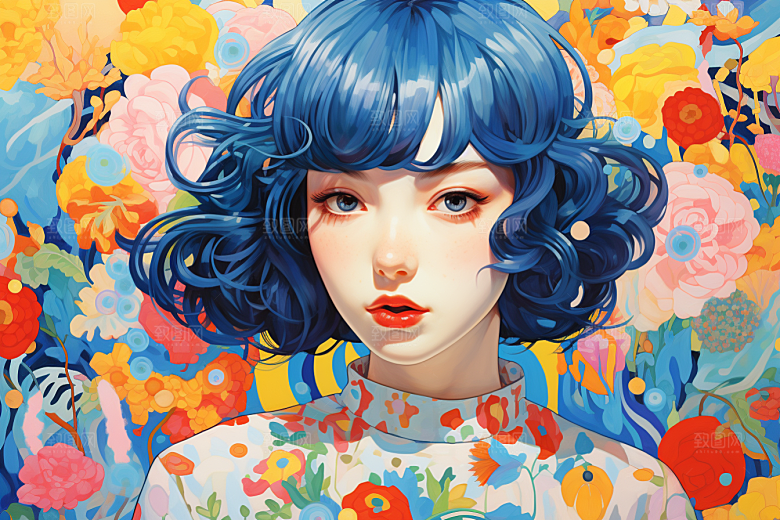 多巴胺女孩可爱艺术感插画