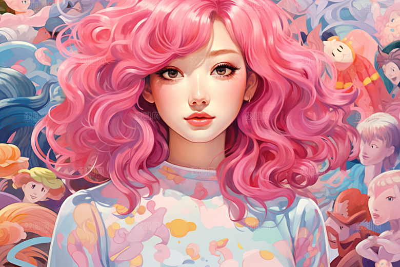 多巴胺女孩高清穿搭插画