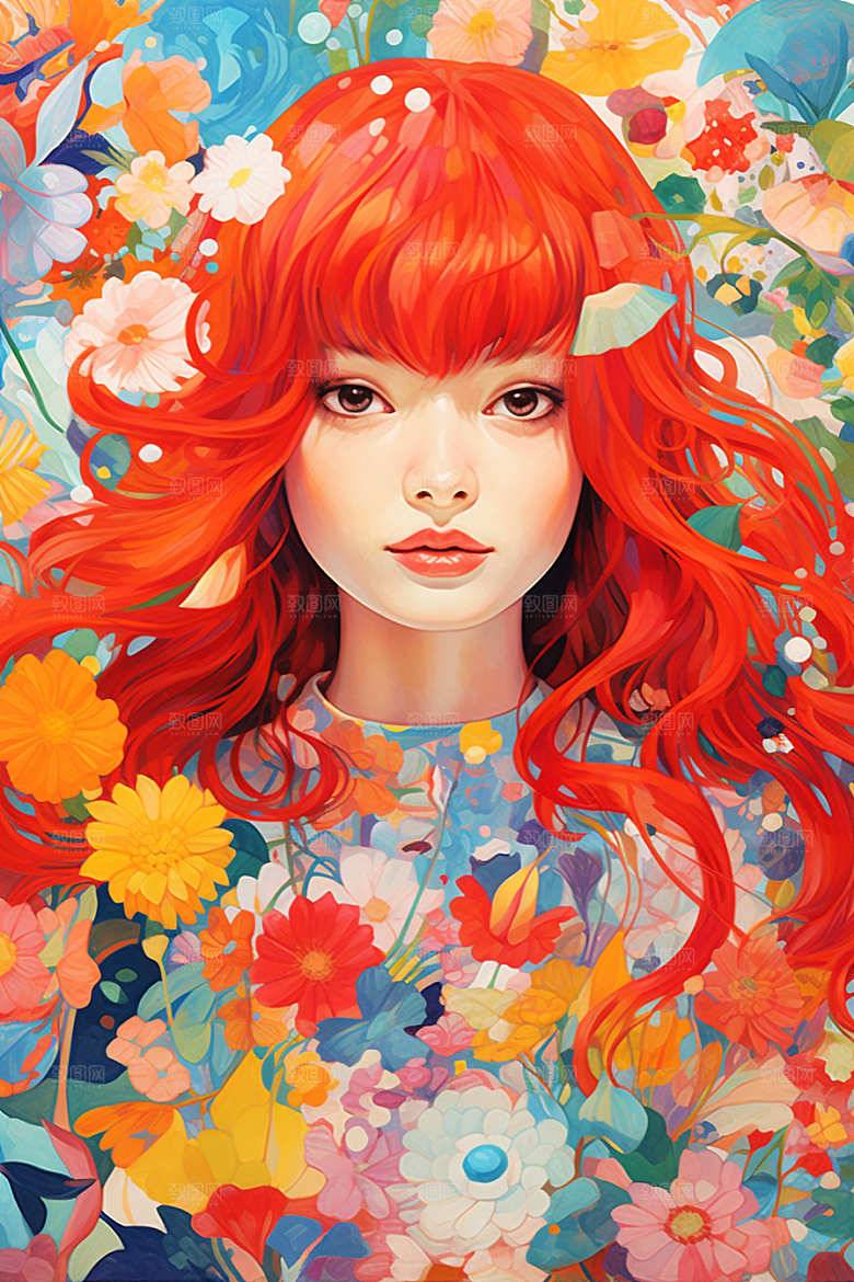 多巴胺女孩高清彩色插画