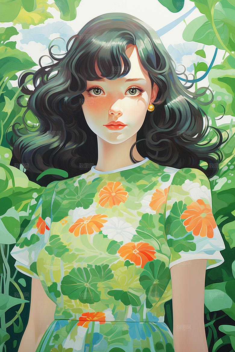 多巴胺女孩穿搭可爱插画