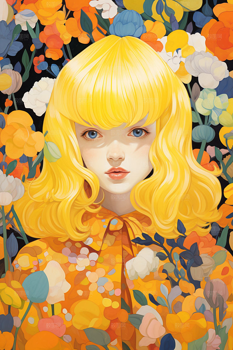 多巴胺女孩可爱缤纷插画