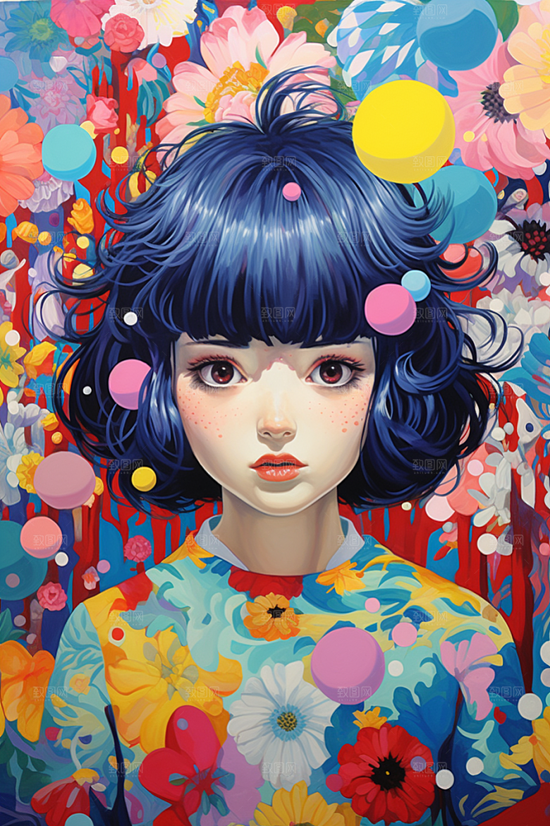 多巴胺女孩形象穿搭插画