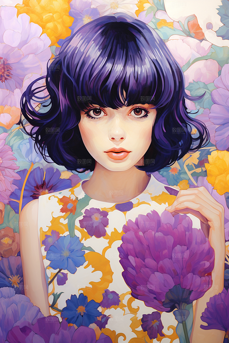 多巴胺女孩形象少女插画