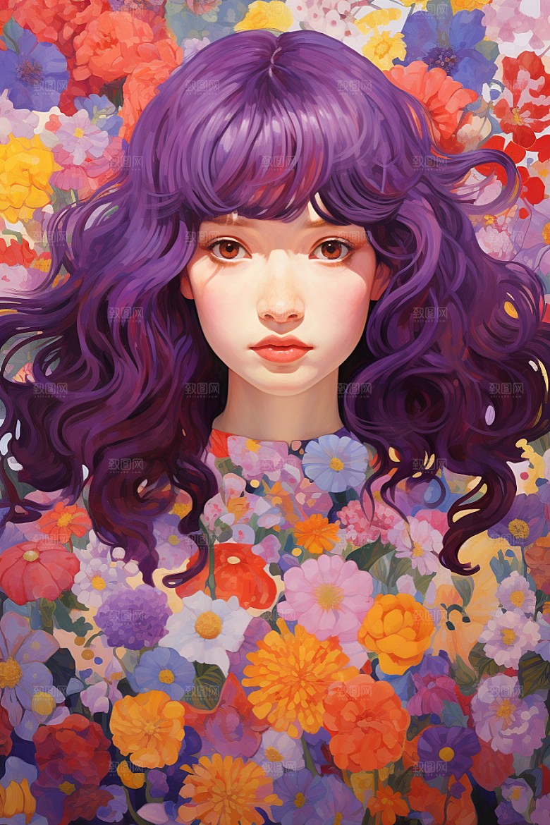 多巴胺女孩可爱少女插画