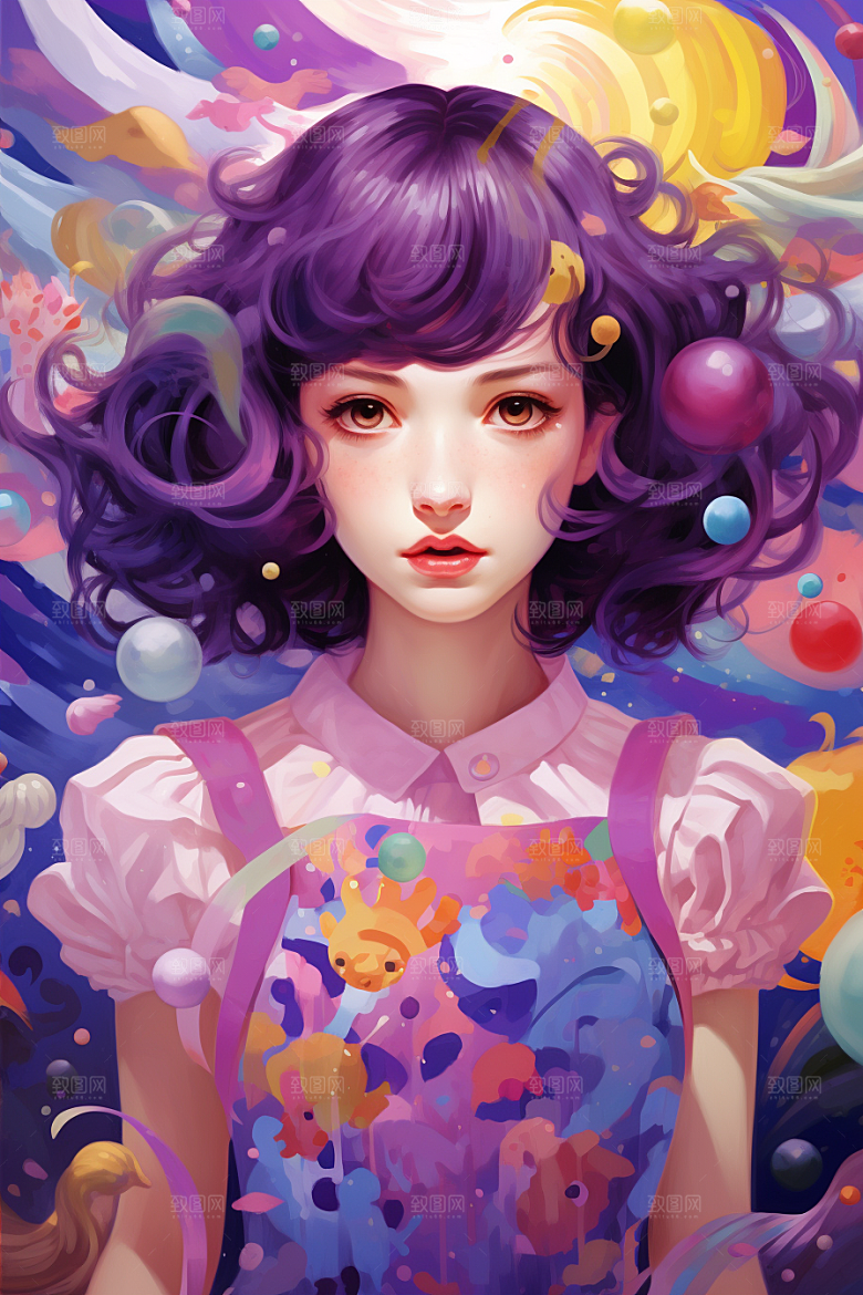 多巴胺女孩穿搭缤纷插画