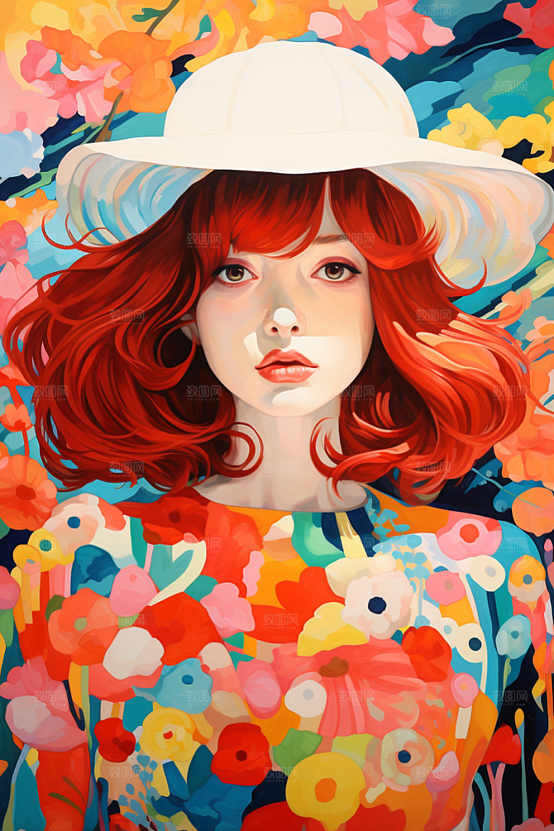 多巴胺女孩穿搭形象插画