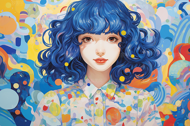 多巴胺女孩高清缤纷插画