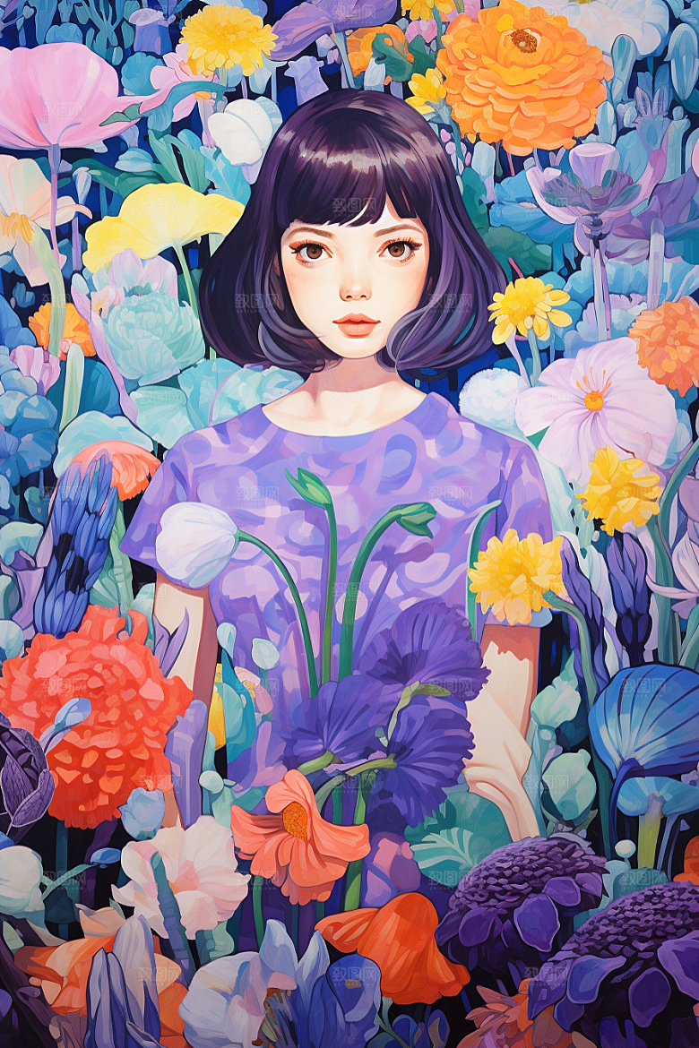 多巴胺女孩高清艺术感插画