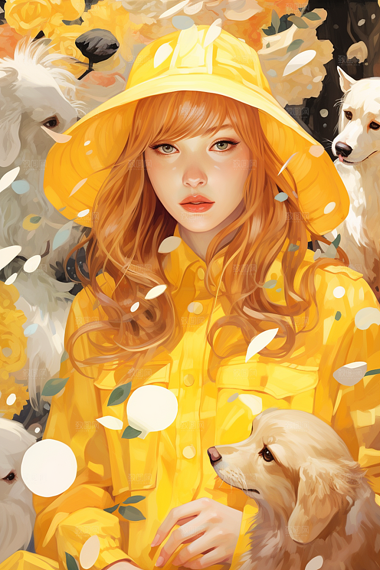 多巴胺女孩可爱高清插画