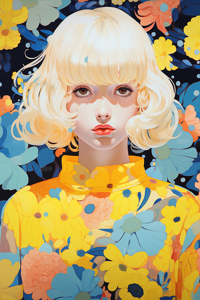 多巴胺女孩穿搭彩色插画