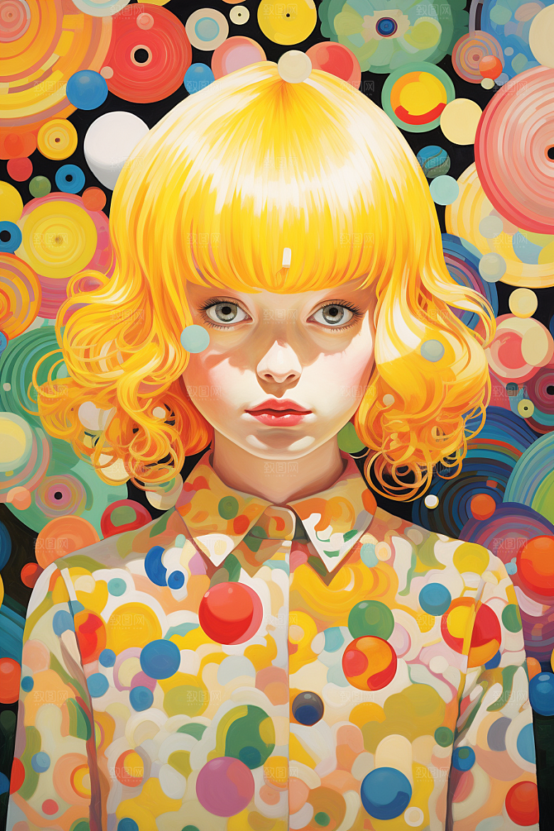多巴胺女孩彩色艺术感插画