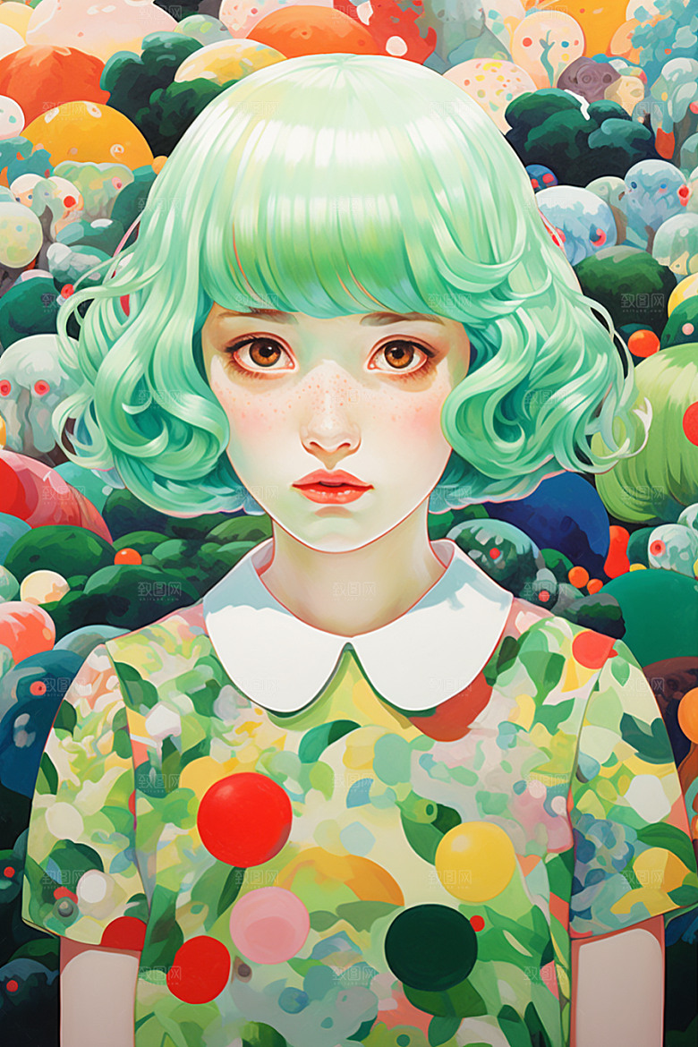 多巴胺女孩高清穿搭插画