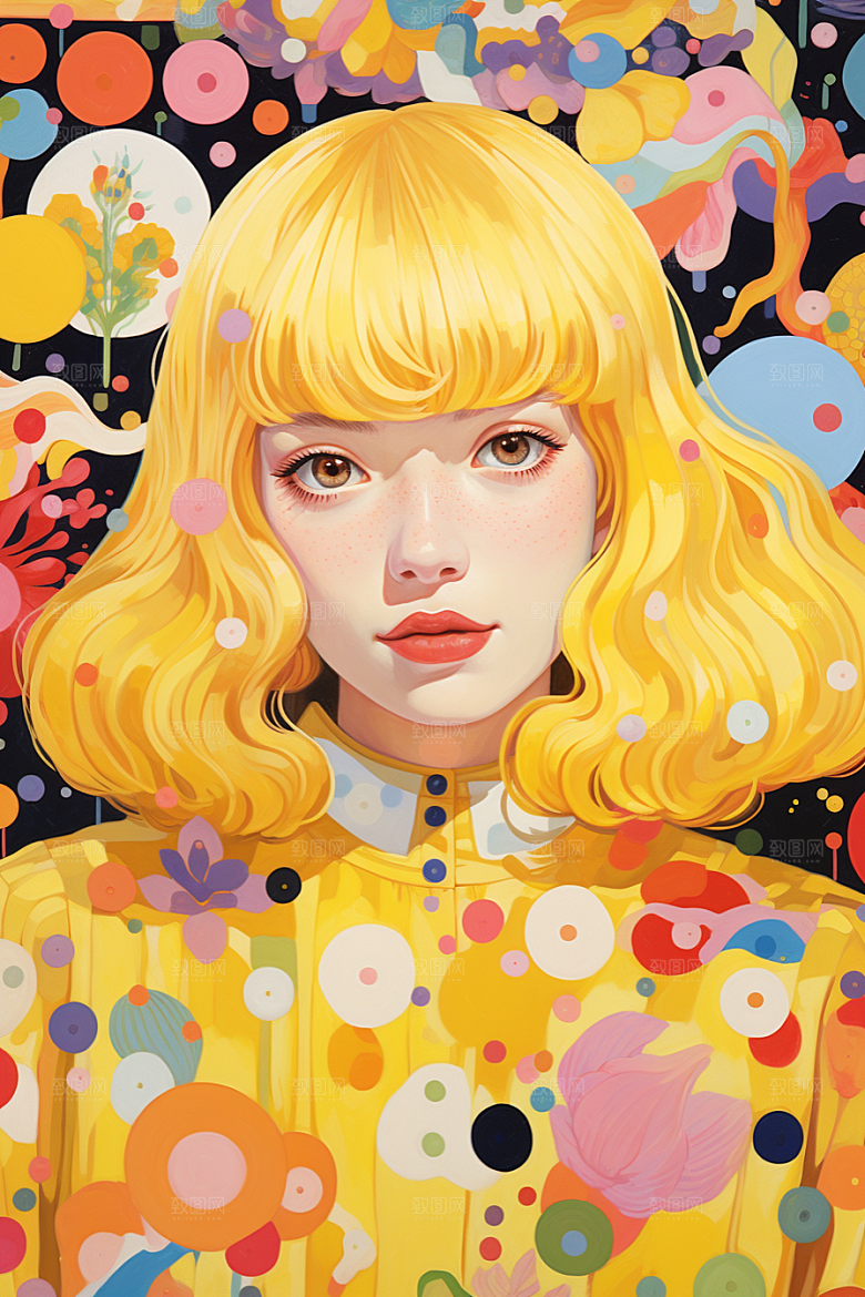 多巴胺女孩高清穿搭插画