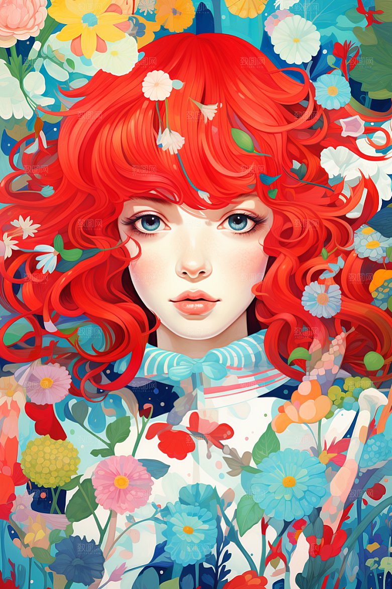 多巴胺女孩少女形象插画