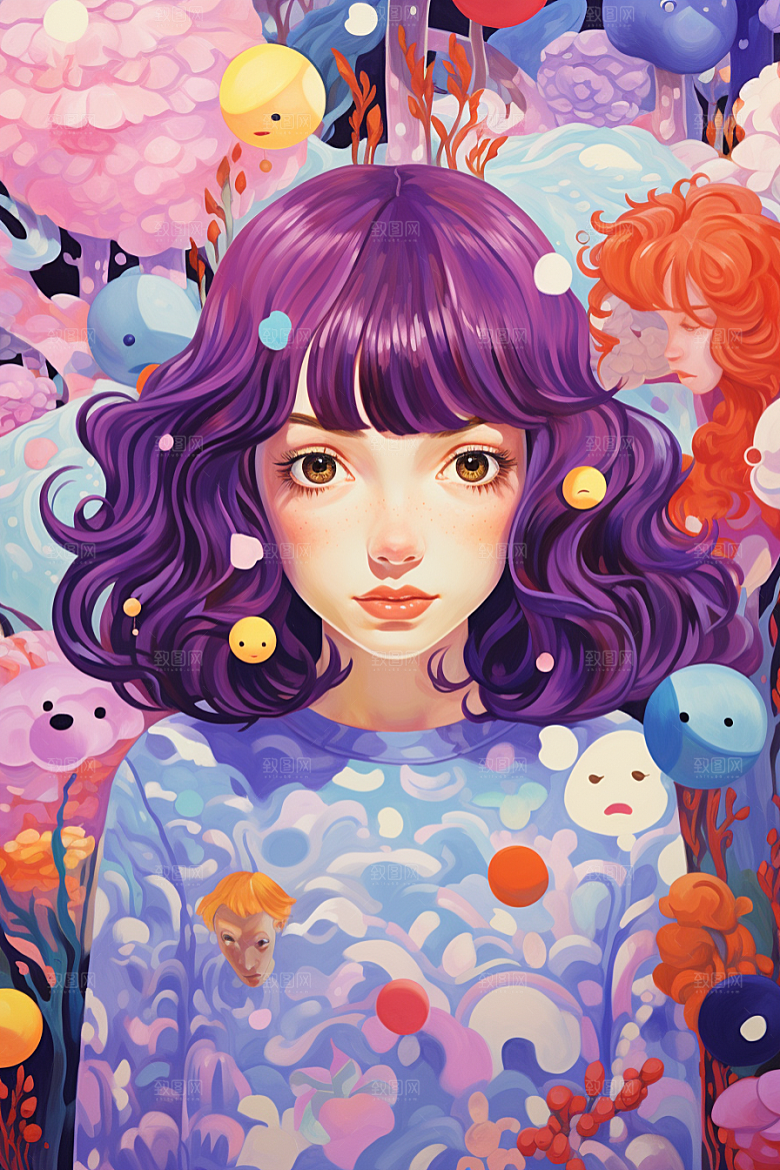 多巴胺女孩穿搭缤纷插画