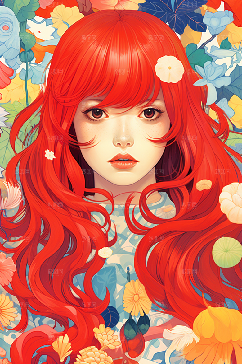 多巴胺女孩少女穿搭插画