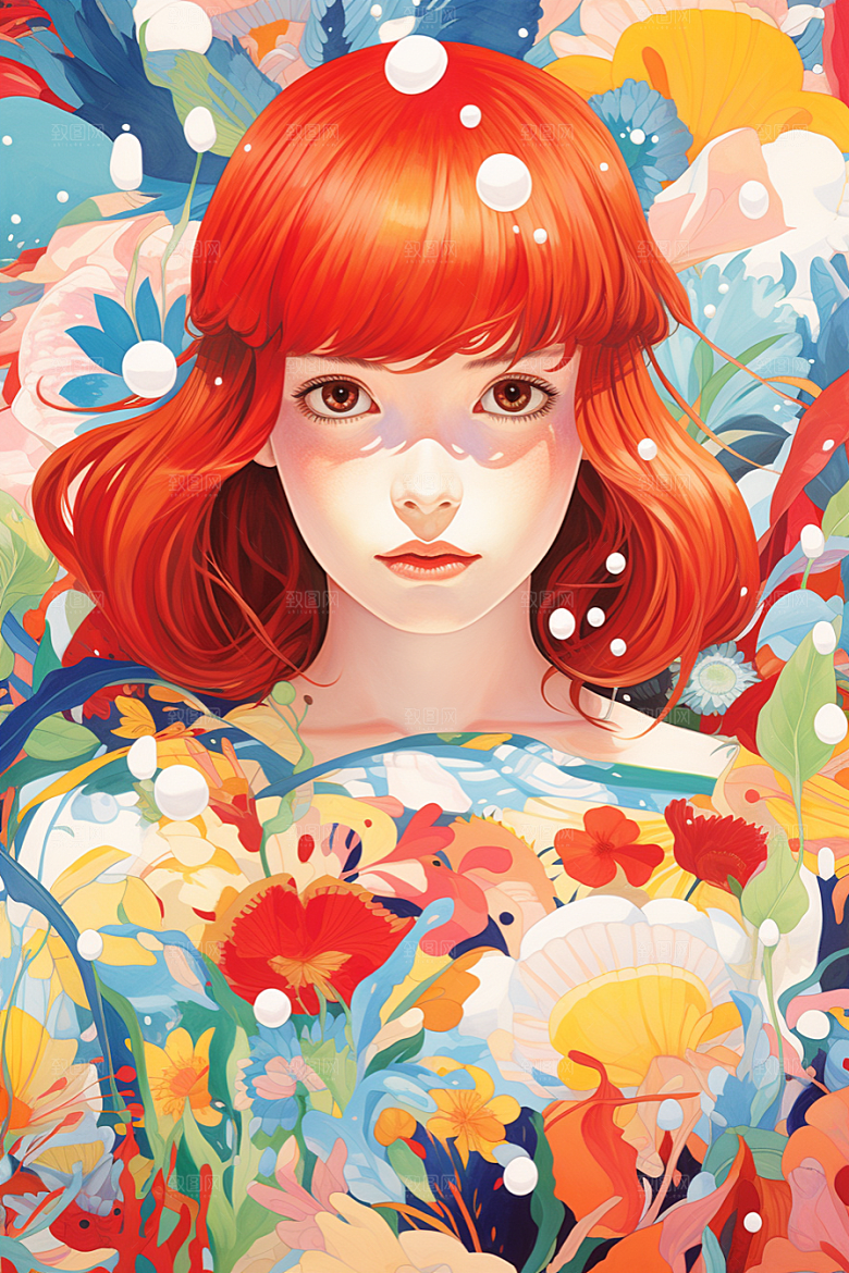 多巴胺女孩可爱彩色插画