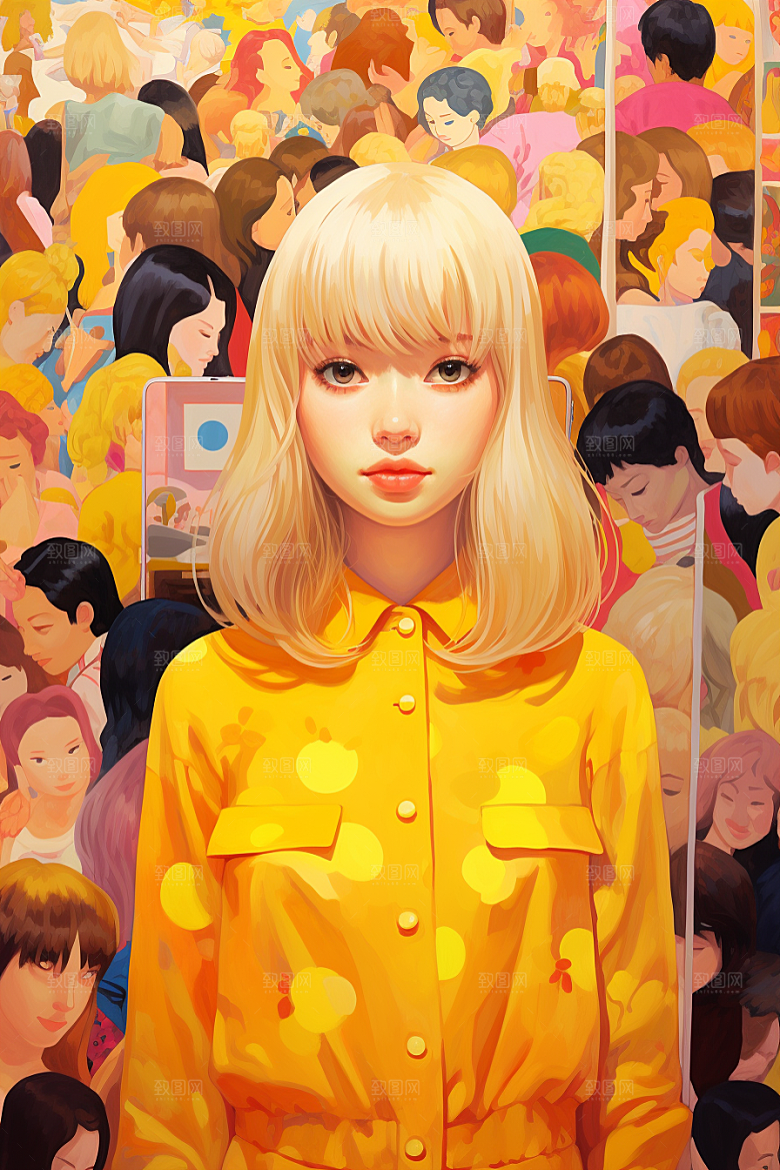 多巴胺女孩少女穿搭插画