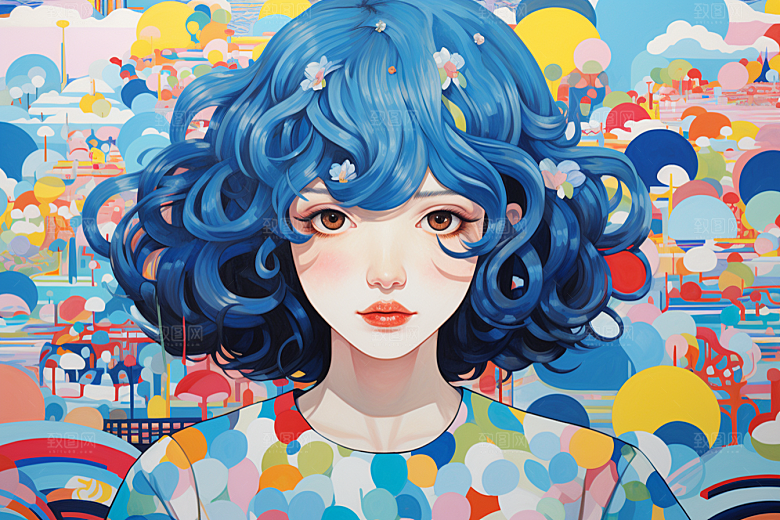 多巴胺女孩穿搭形象插画