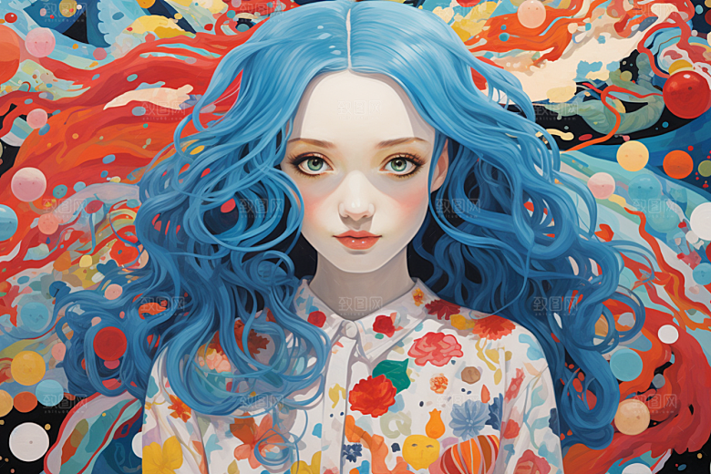 多巴胺女孩彩色艺术感插画