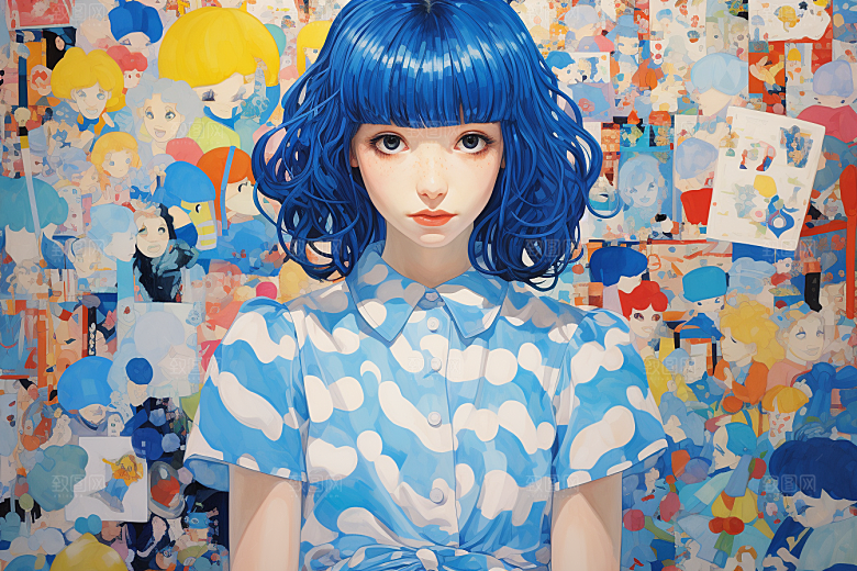 多巴胺女孩少女可爱插画