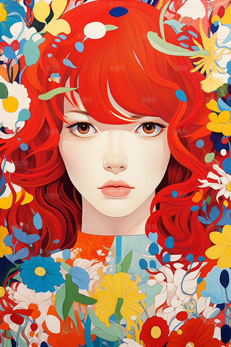多巴胺女孩少女穿搭插画