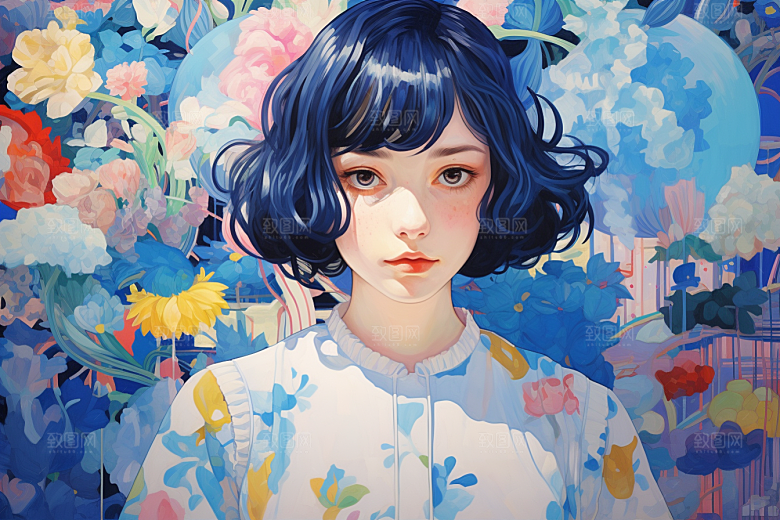 多巴胺女孩少女形象插画