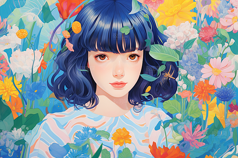 多巴胺女孩形象可爱插画