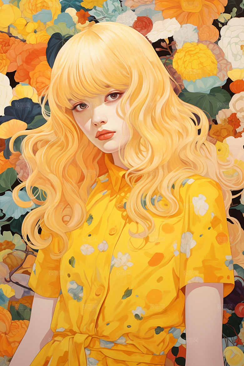 多巴胺女孩高清缤纷插画