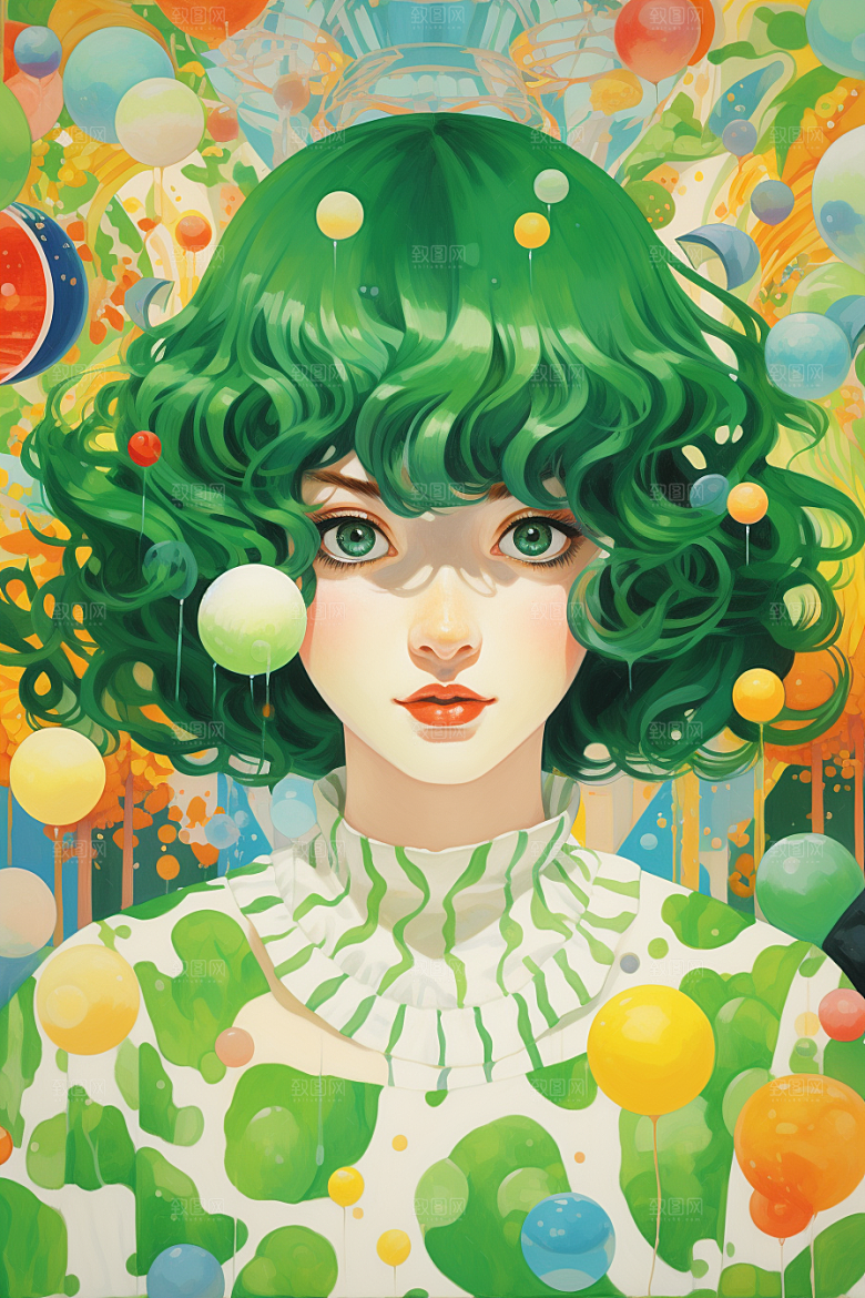 多巴胺女孩穿搭高清插画