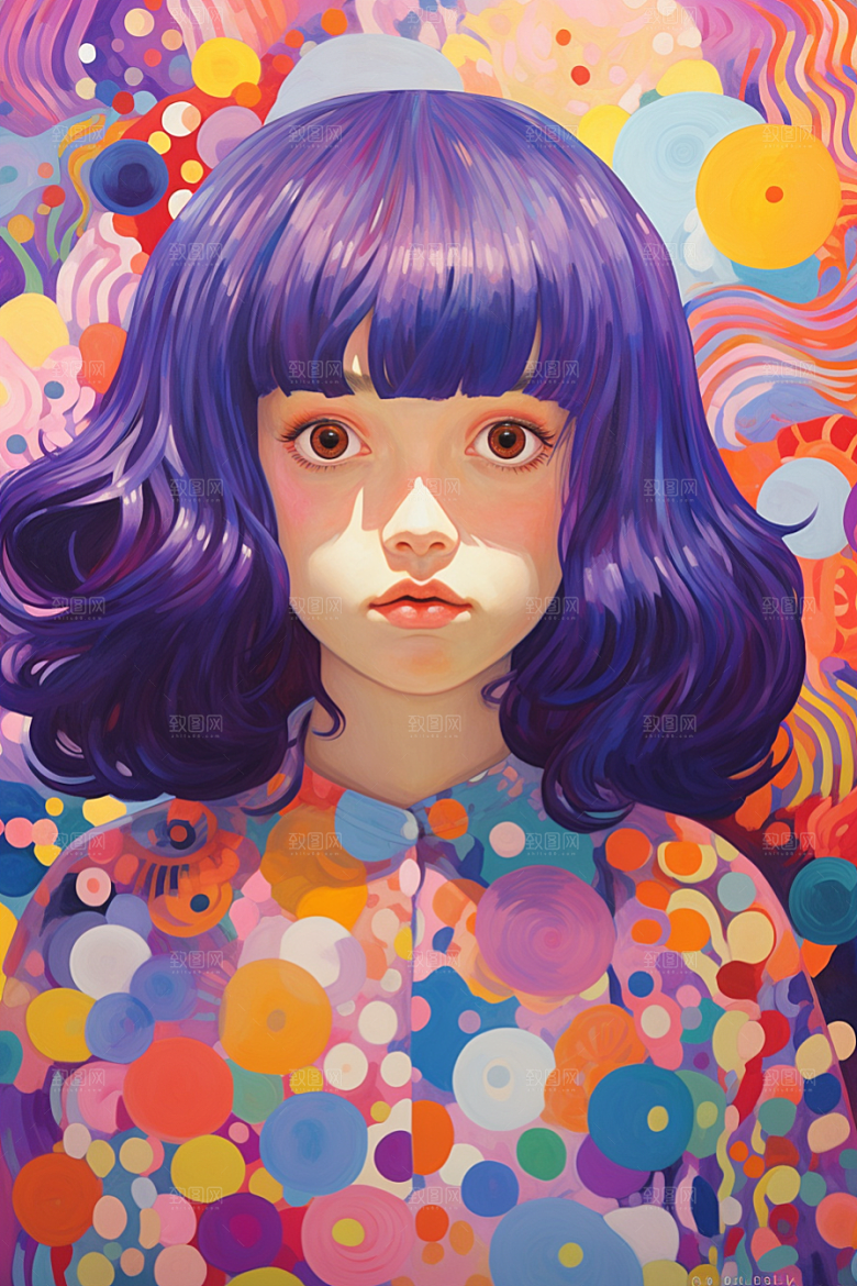 多巴胺女孩少女形象插画