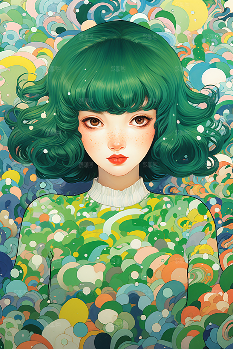 多巴胺女孩可爱少女插画